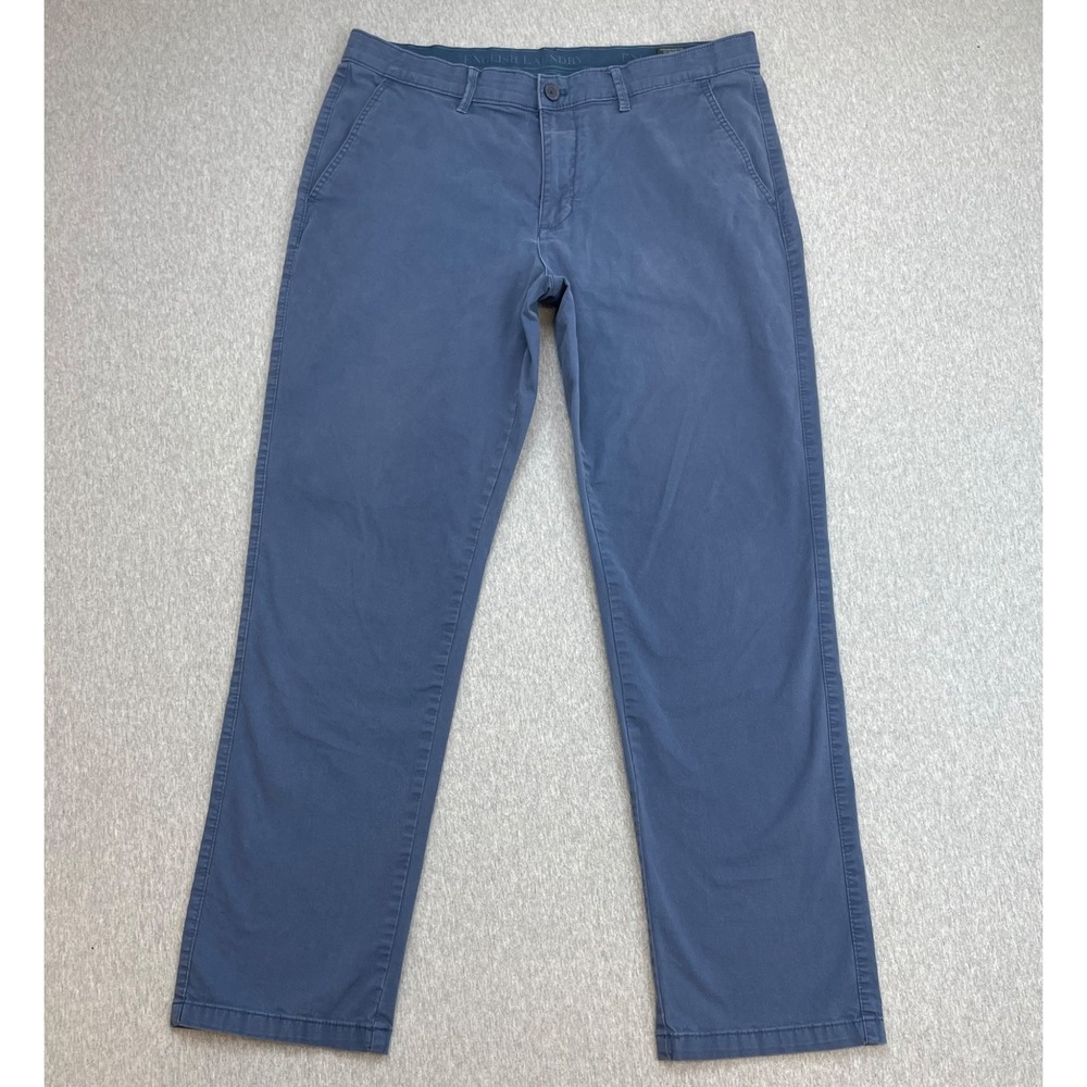 English Laundry Pants Mens 34 x 32 Blue Cotton Blend Stretch Flat Front Chino